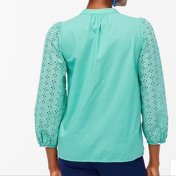J.Crew Mixed-Media Button Front Top in Venetian Green - Picture 3 of 4